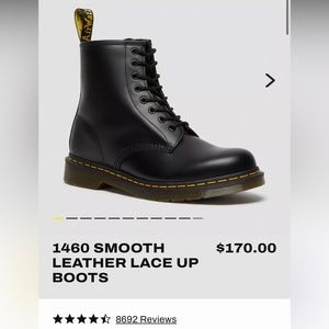 NEW Dr. Martens 1460 Smooth Leather Lace Up Boots Size 7